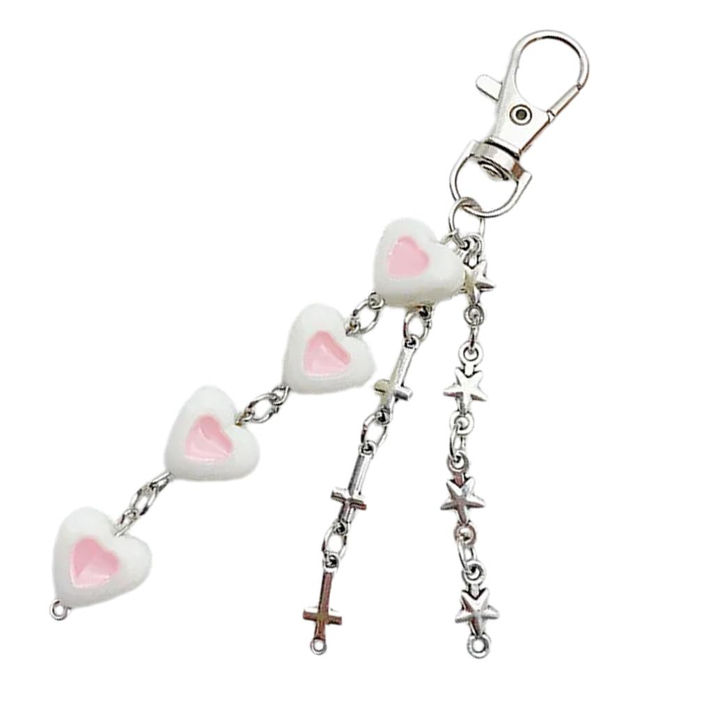 Eye Catching Phone Lanyard Bowknot Heart Cross Star Chain Pendant Keychain Colorful Beaded Keyring Bag Accessory