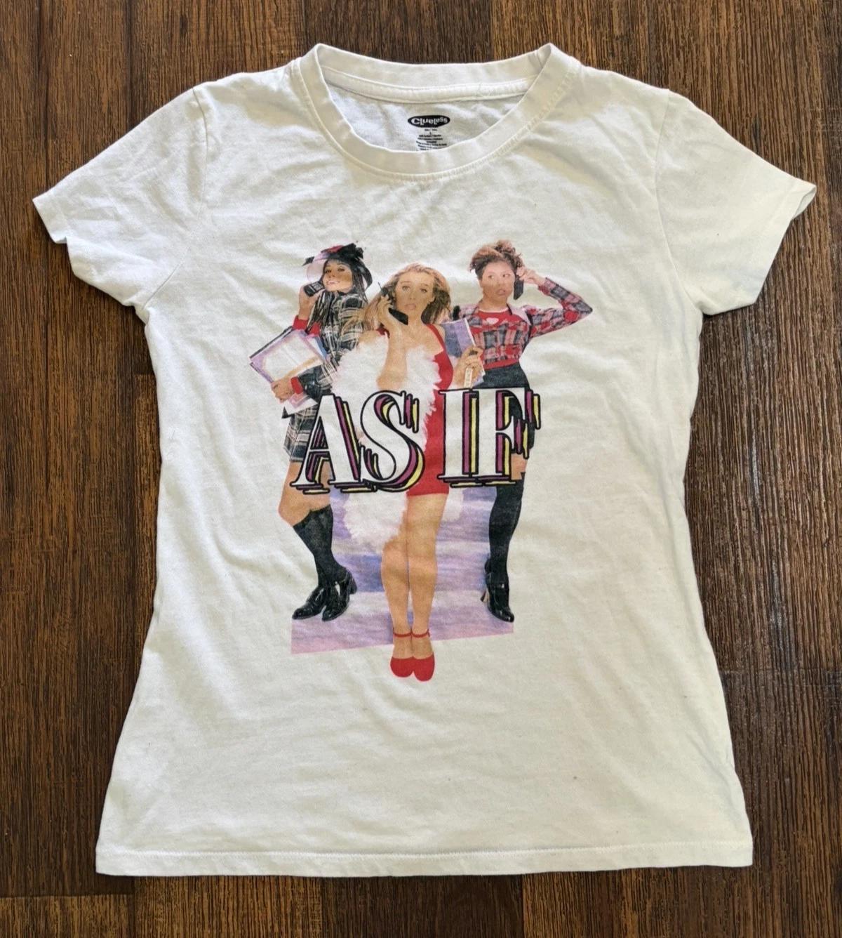 

Women s Clueless Baby Doll T-Shirt White Spell-Out S 90s Pop Art Fashion As If S