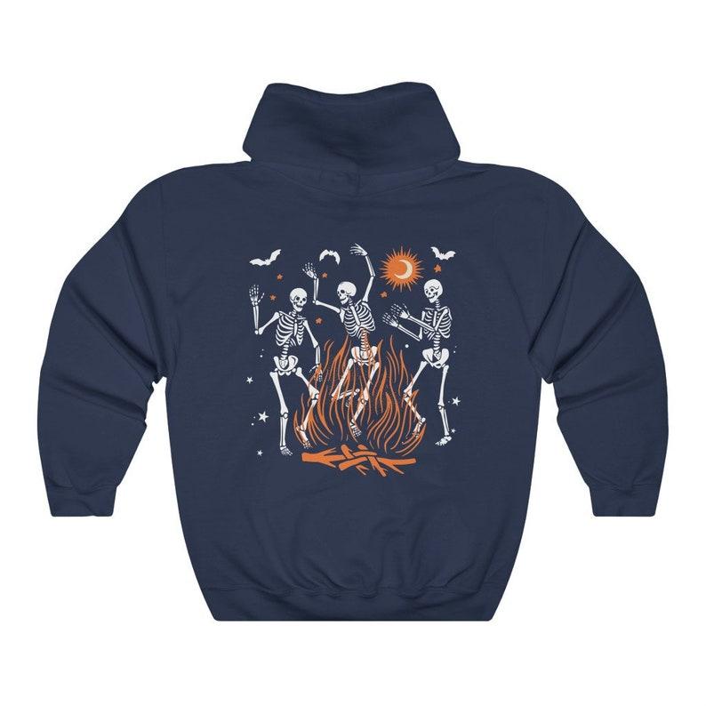 Kostra Teplá Mikina Halloween Tančící Kostra Mikina Mall Goth Gotický Okultní Horor Y2k Egirl Unisex Svetr Streetwear