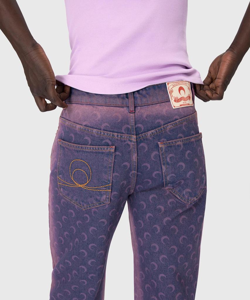 MARINE SERRE (M) Moon Laser Denim Oversized Jeans Lavender Moon Laser Denim Loose Jeans Pu20 Lavender