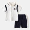 Children's Summer Clothing Boys' Short-Sleeved Suit Baby Lapel Polo Shirt Shorts Two-piece Set Children's Embroidery Bear Clothes