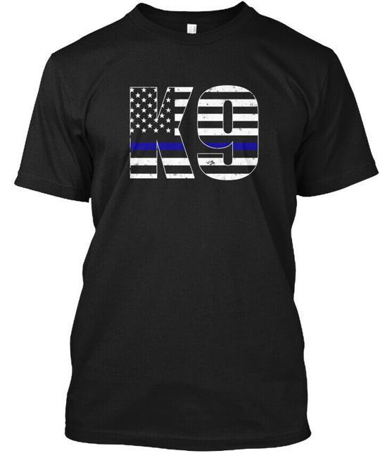 Police K9 Thin Blue Line Flag - Tee T-Shirt Made in the USA Size S to 5XL Unisex T-Shirt S