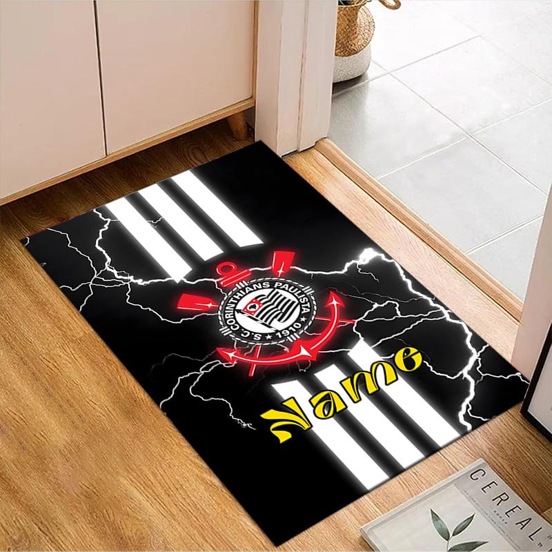 Custom Name Corinthians Team Crest Rug Game Carpet, Floor Mat for Bedroom Living Room Entryway Rug, Home Decor Idea Gift for Christmas birthday