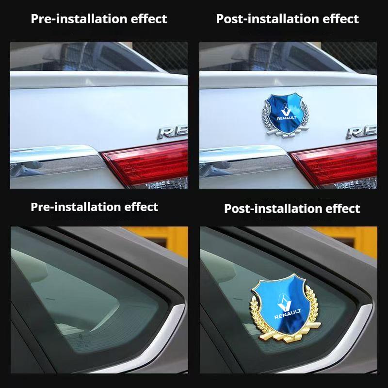 For Renault 2026 New Hub Caps Car Fender Blade Decal Badge 3D Metal Car Body Protective Sticker For Renault Megane 2 3 Clio Scen