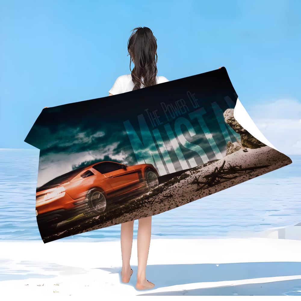 Logo auto Mustang Teli da Spiaggia Asciugamano da Doccia Asciugamano per Sauna Viaggio Spa Microfibra Asciugatura Rapida Accessori Palestra Carina Decorazione Stanza