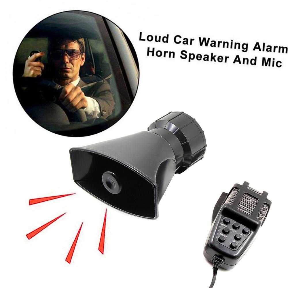 Car Megaphone 7 Tone Alarm Horn 12V 110dB Loud Speaker Fire Alarm Ambulance Blaring Police Siren