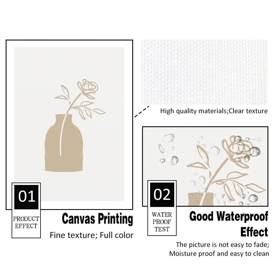 Abstrato Bege Minimal Boho Linhas Vaso Picasso Pôsteres Arte de Parede Pintura em Tela E Impressões Imagens de Parede Para Decoração de Sala de Estar