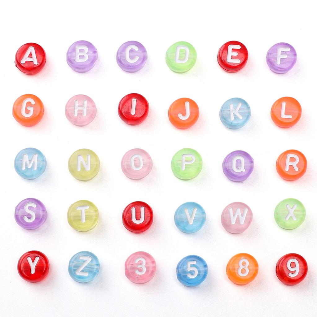 100Pcs Acrylic Letter Beads Round Loose Beads for DIY Bracelet Fashion Jewelry Making