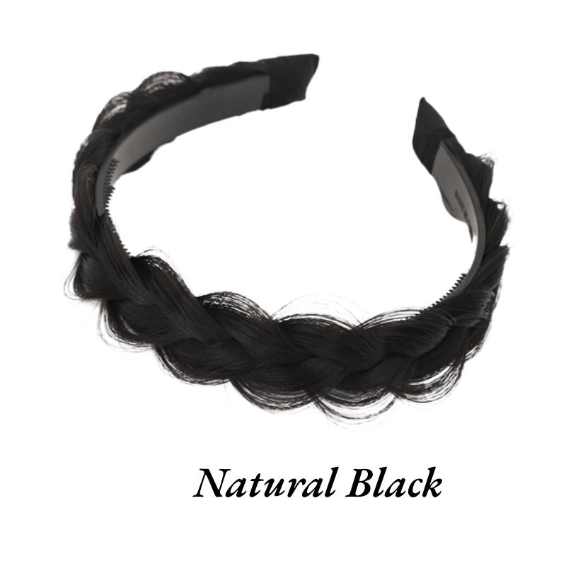 

Wide Fluffy Brimmed Fishbone Braid Headband Wig Hair Accessories Colors Multi Natural Black