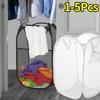 1-5pcs Horizontal Foldable Laundry Basket Mesh Cloth Breathable Laundry Hamper Home Accessories Large Capacity Storage Baskets