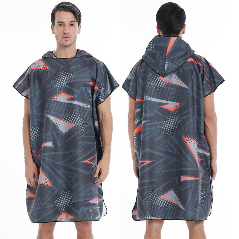 2025 Quick-Dry Hooded Swim Poncho with Zipper - Portable Bathrobe and Beach Towel