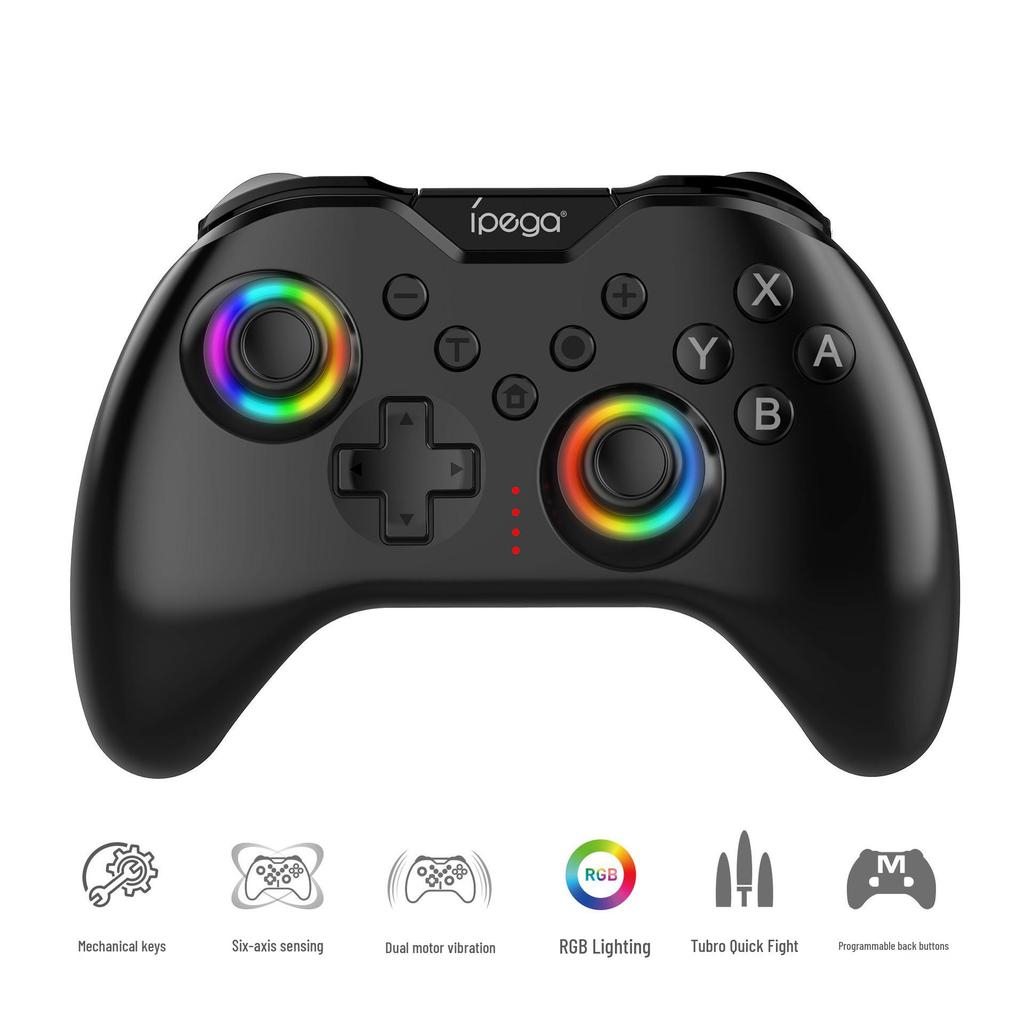 NS/NS2 Wireless Game Controller with Neon RGB Lighting, Rapid Fire, Vibration, Six-Axis, and Original Button Compatibility