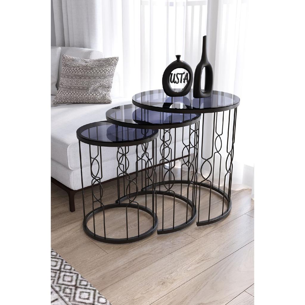 Hayal Wired Model Black Metal Nesting Black Glass