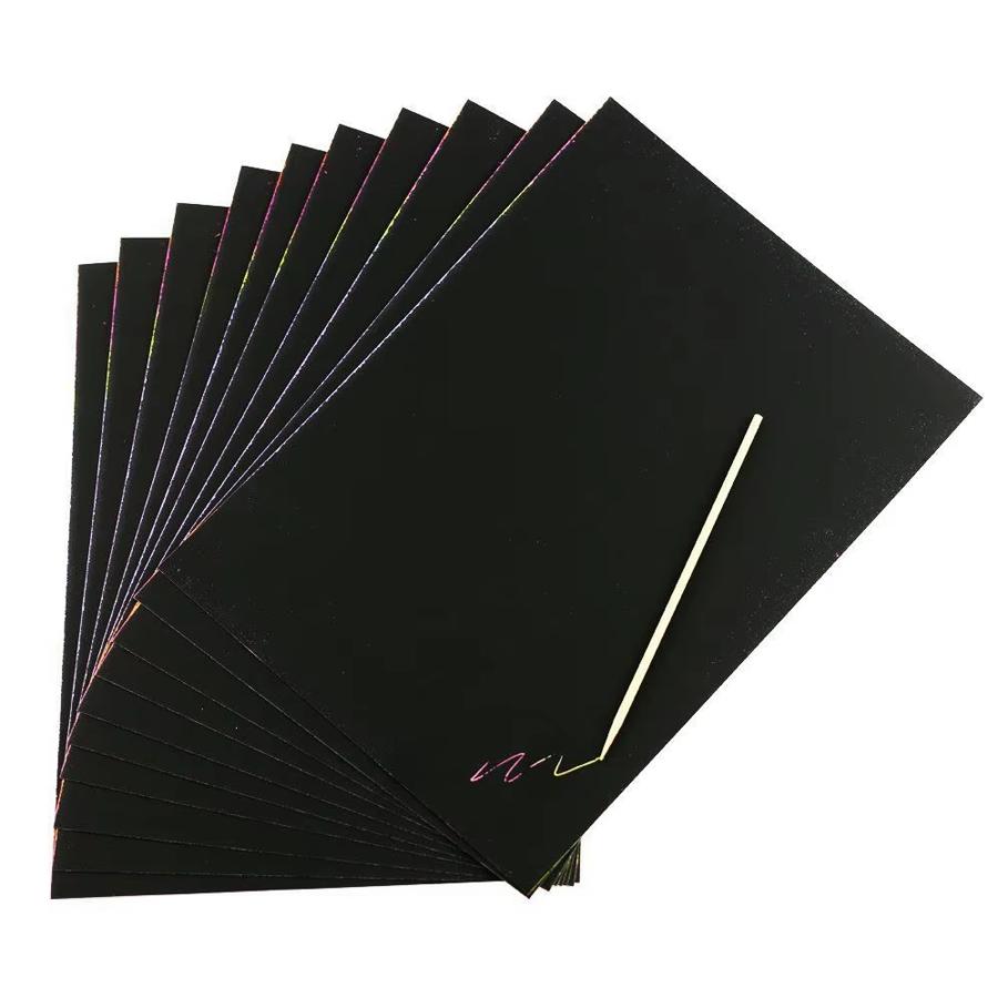 30/50pcs Black Scratch Paper Colorful Visual Effect Scraping Wax Paper DIY Painting Art Creative Drawing Supplies XJM