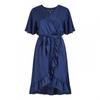 Womens/Ladies V Neck Flutter Wrap Dress