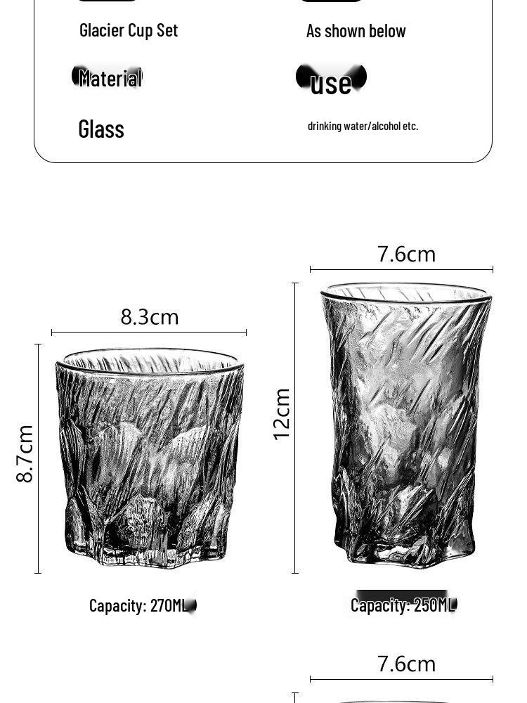 Glacier Glass Cup Set: Tea, Guest, Whiskey & Beer Cups for Living Room