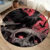 Retro Skull Round Area Rug,Carpet Rug for Living Room Bedroom Sofa Playroom Decor,Non-slip Floor Mat
