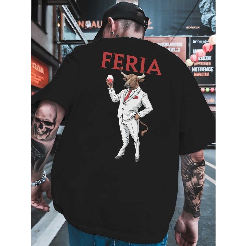 

Мужские футболки Feria, классическая универсальная футболка с круглым вырезом и принтом на спине, подходит для баскетбола, обязательный элемент мужского летнего гардероба для спортзала 2XL чёрный
