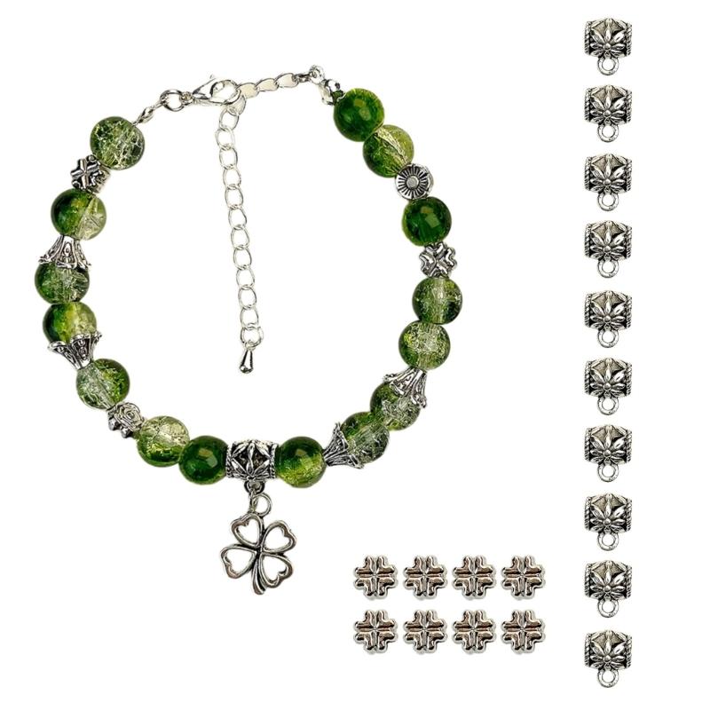 100 Pieces Four Leaf Grass Pendant Jewelry Making Supplies Alloy Texture Crafting Supplies Jewelry Part Jewelry Pendant