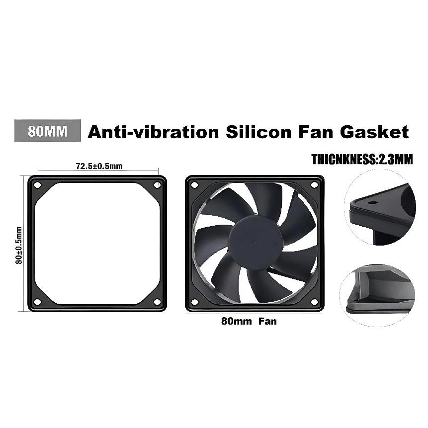 5PCS 80mm 90mm 92mm 120mm 140mm Anti-vibration Silicon Fan Gasket Noise Reducing Silencer Gasket Pad For PC Computer Case Fan 5PCS Pads