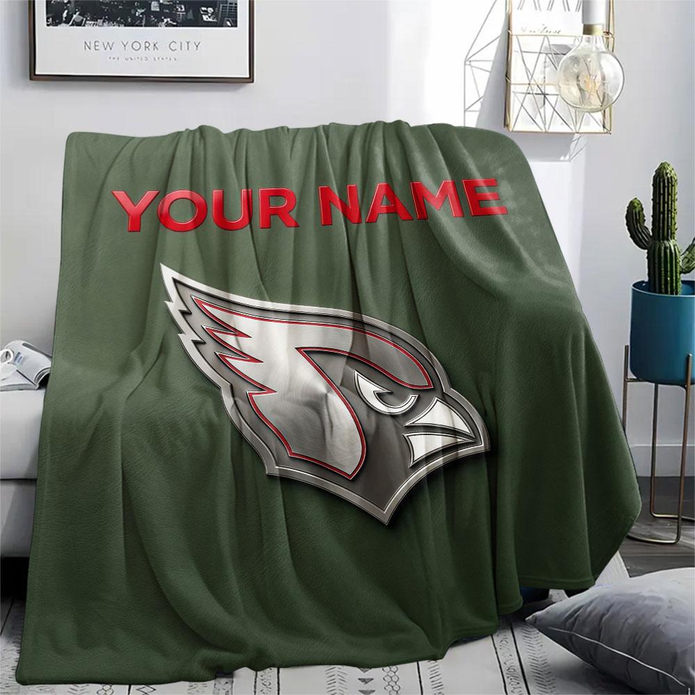 Custom Name,Arizona Cardinals Printed Flannel Blanket, Soft Throw for Bedroom Sofa, Washable, Christmas Present, Great Gift.