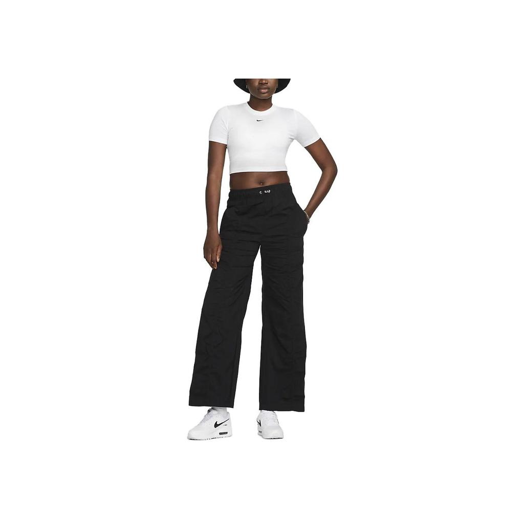 Nike Sportswear Essential Logo Embroidered Slim Fit Short Sleeve T-Shirt Women Tops White FB2873-100