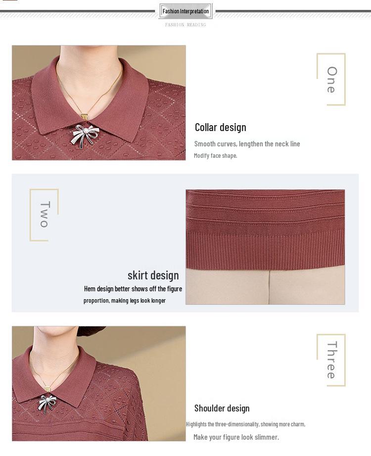 Women's Stylish Plus Size Knit Sweater: Autumn Winter Fashion for Middle-Aged and Elderly