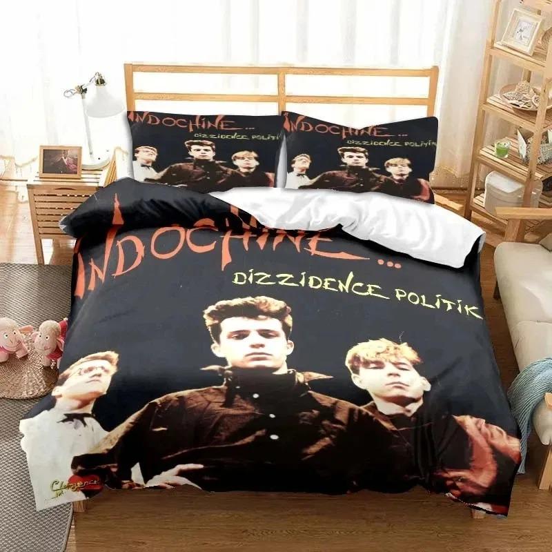 3D-tryck Indochine Rock Logotyp Sängkläder Set Dubbel Twin King Påslakan Täcke Örngott Pojkar Flickor Vuxna Sovrum