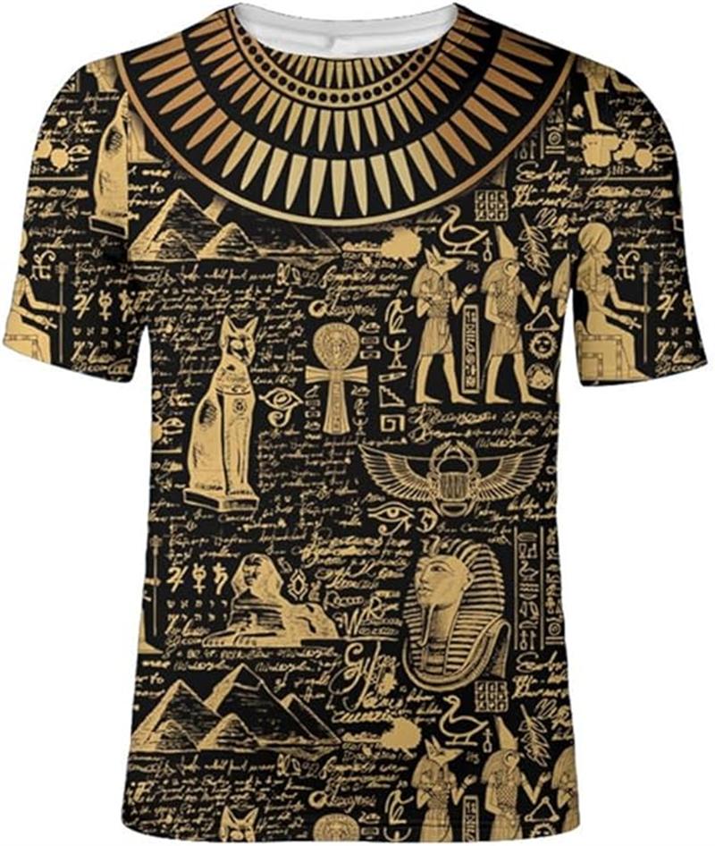 Vintage Altes Ägypten 3D Gedrucktes T-Shirt Herren Damen Sommer Lässig Kurzarm T-Shirts Mode Straße Rundhals Tee Tops