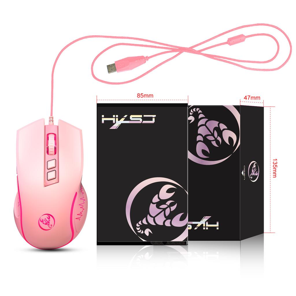 A869 HXSJ Colorful Luminous Gaming Mouse Esports Wired Mouse DPI Four Levels Adjustable Up 3200dpi