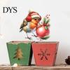 Watercolor Bird Wall Decals Christmas Sticker, Cute with Wreath/Scarf/Hat/Ear Warmer, PVC Waterproof Self Adhesive Stickers Window for Holiday