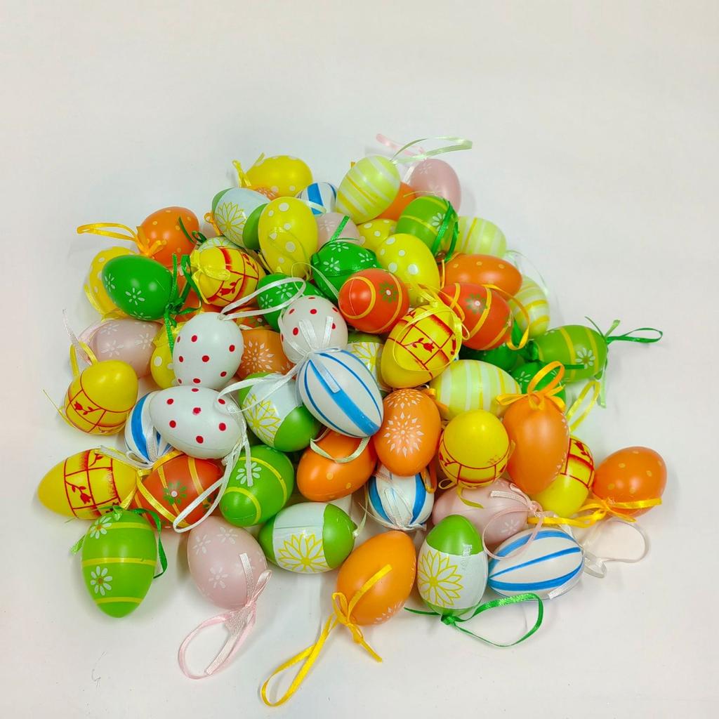 12ks Vzor Velikonočního vejce Vajíčko Párty K zavěšení Malovaná Simulační Plastová Vejce