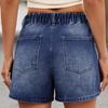High Waist Denim Shorts for Women Relaxed Fit Elastic Waistband Button Closure Casual Summer Shorts with Pockets