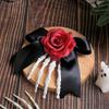 Halloween Skeleton, Hand Skeleton Hair Clip, Ghost Festival, Horror, Rose Bow, Ghost Hand Side Clip Hair Ornament, Party Hair Clip