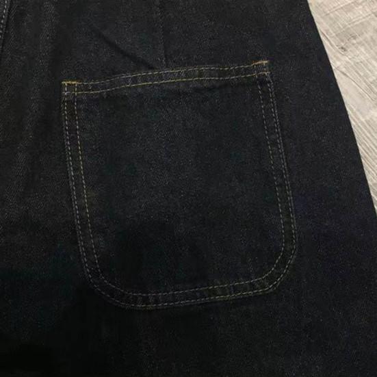 Herre Haremsjeans Elastisk midje Justerbare snøringer Glidelås med knappgylf Denimbukser med lommer Ensfarget Vid