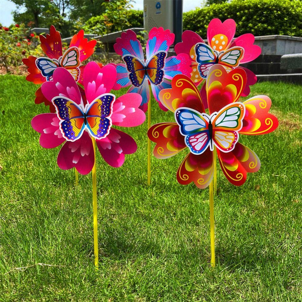 Multistyles Flower Butterfly Windmill Colorful Standing Lawn Flower Pinwheel  Picnic Decor Toys
