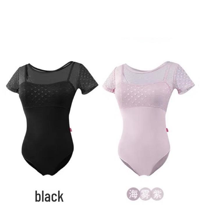 Women's Lace Ballet Dancewear: Short Sleeve Two-Piece Leotard for Gymnastics and Practice