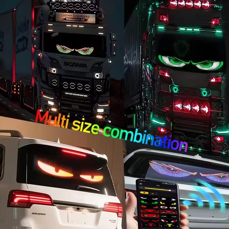 LED Truck Sign Remote Control Scrolling Animation Devil's Eye Flexi Sticker for Car Truck Windshield Stickers LED Display Light