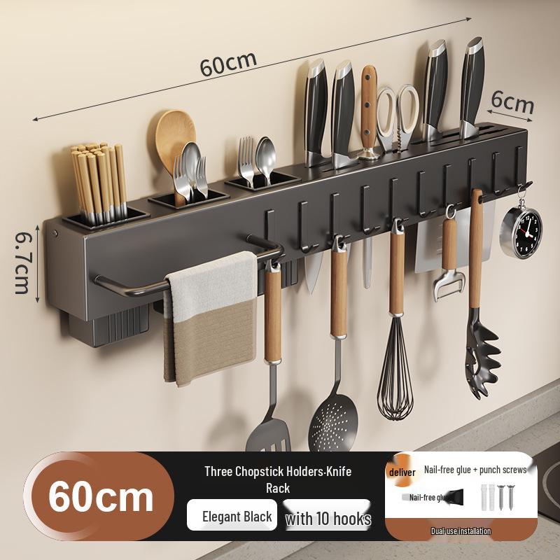 Wandmontiertes multifunktionales Küchenregal: Messer- und Essstäbchenhalter