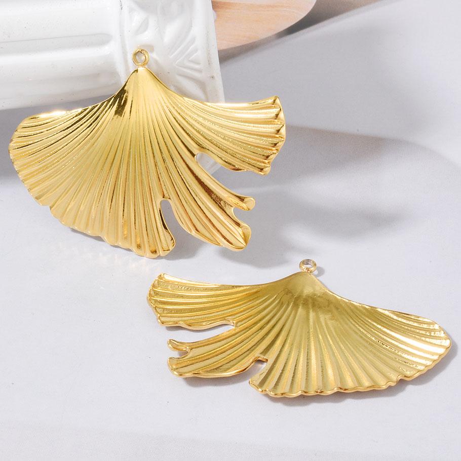 6pcs PVD Real Gold Plated Cherry Strawberry Flower Pendant Stainless Steel Charms For Jewelry Making Bulk Plant Charm Materials