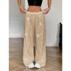 Frühling Sommer Damen High Waist Weite Hosen, Lässige Atmungsaktive Schlankmachende Hosen für Damen Europäische Amerikanische Mode