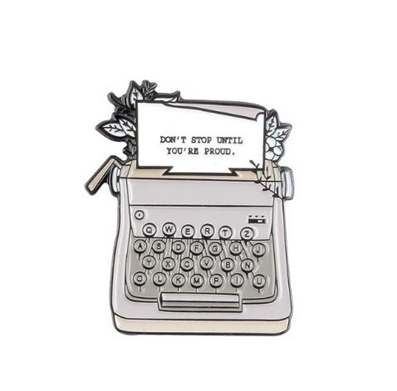 Retro Cartoon Telegraph Fax Machine Brooch