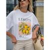 Neues Damen-T-Shirt mit Rundhalsausschnitt Neues Sommer-T-Shirt mit spanischem Zitronen-Print „LIMÓN“ Oversized Lässig Tägliches Tragen