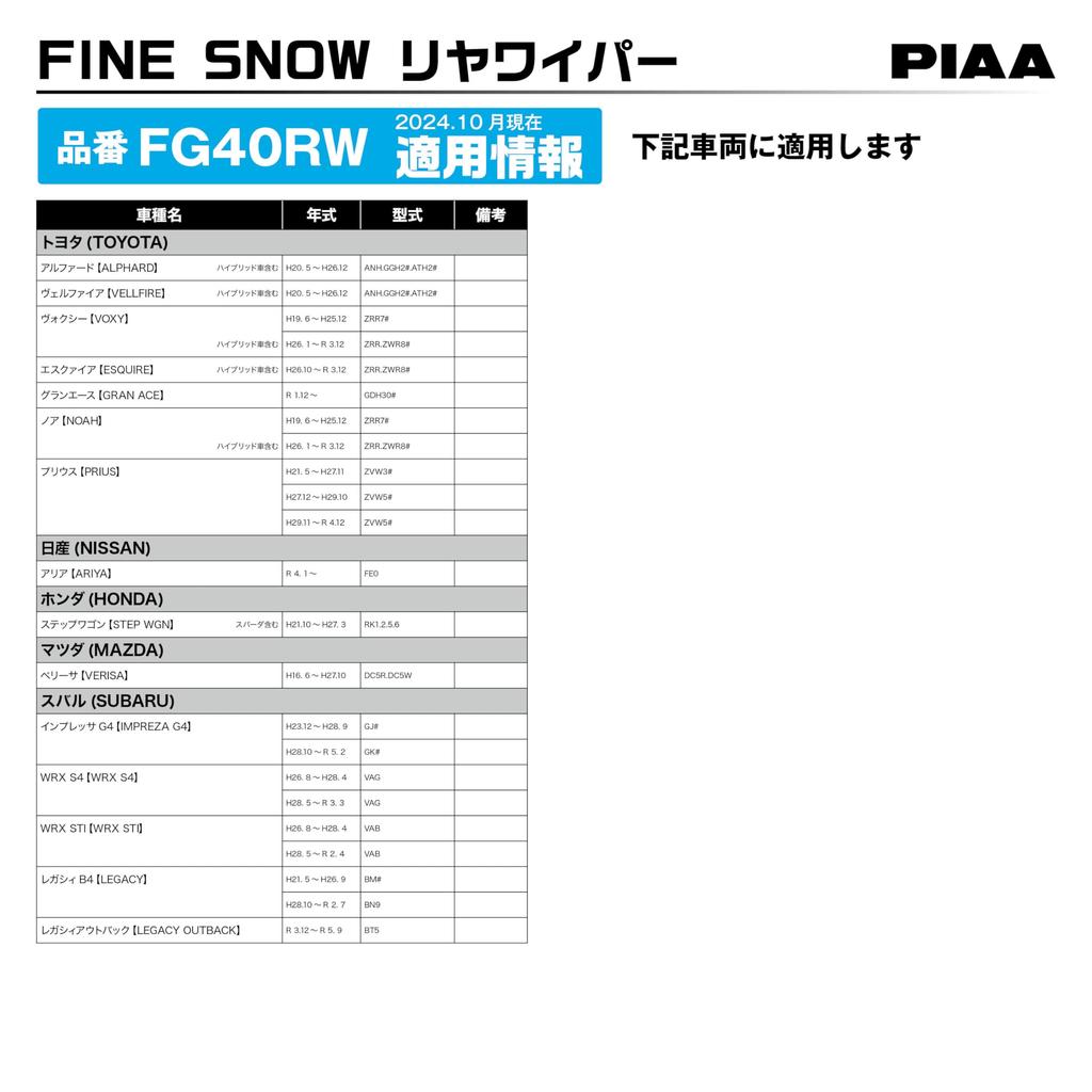 [Amazon.co.jp Limited] PIAA Wiper for Snow Rear Use 15.7 Inches (400 Mm) Fine