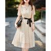 Demana Summer Puff Sleeve Flocked Floral A-Line Dress