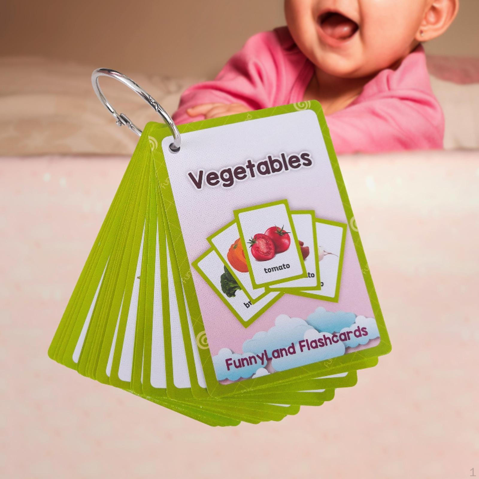 

English Flash Cards,Words Cognitive Card Language Teaching Materials Pocket Toys Vegetable