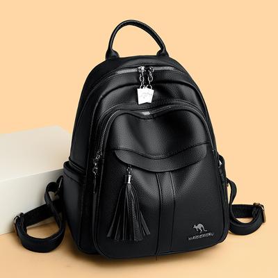 Korejská verze Batohu pro ženy s třásněmi Nový styl Ležérní Cestovní Dojíždění Velká kapacita Měkký kožený batoh Studentský Školní taška