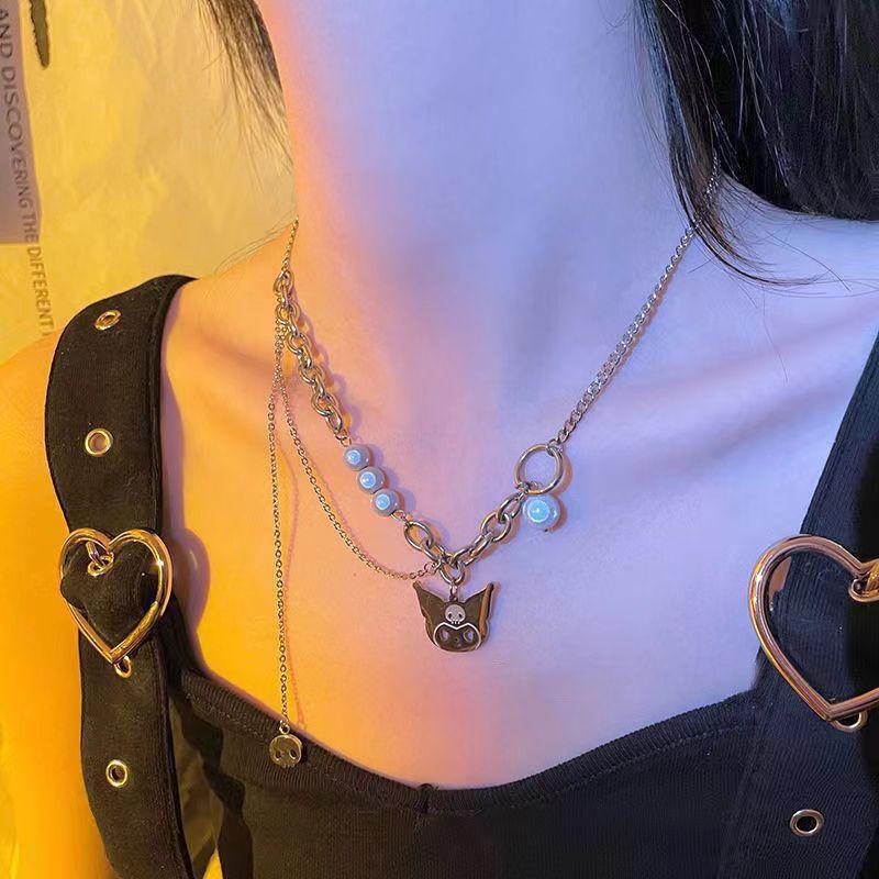 New pearl necklace women's light luxury niche versatile sweater collarbone chain premium love butterfly pendant