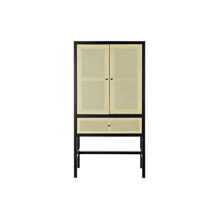 Armoire - DKD Home Decor - 80x38x160 Cm - Sapin Naturel - Noir - 2 Portes - Contemporain