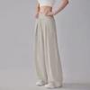 Women Gray High Waist Wide Leg Ice Silk Casual Pants